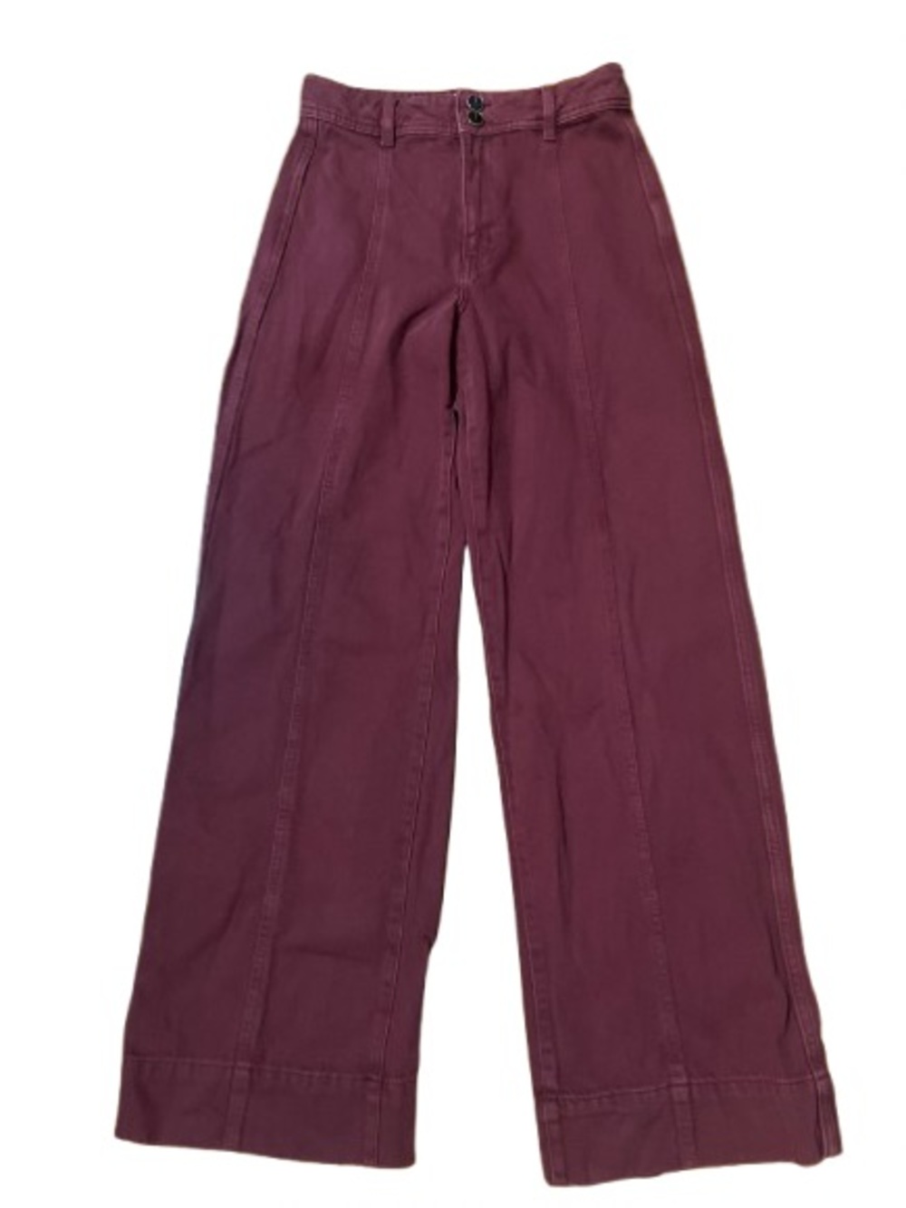 H & M Wide Leg High-Waist Jeans in Burgundy Size 4